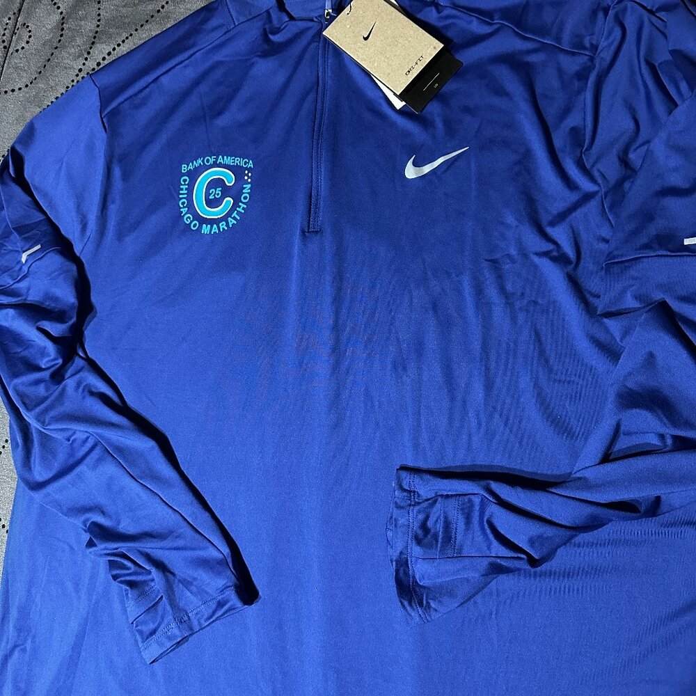 NIKE ELEMENT CHICAGO MARATHON 2025 #539 R. BLUE L/S SHIRT SIZE 2XL OR M MEN $75